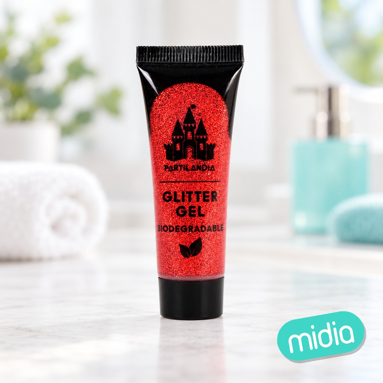 Gel glitter rojo biodegradable