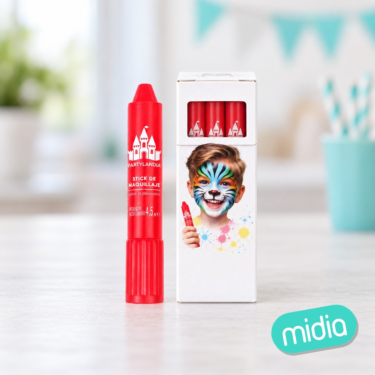 Face stick rojo vivo