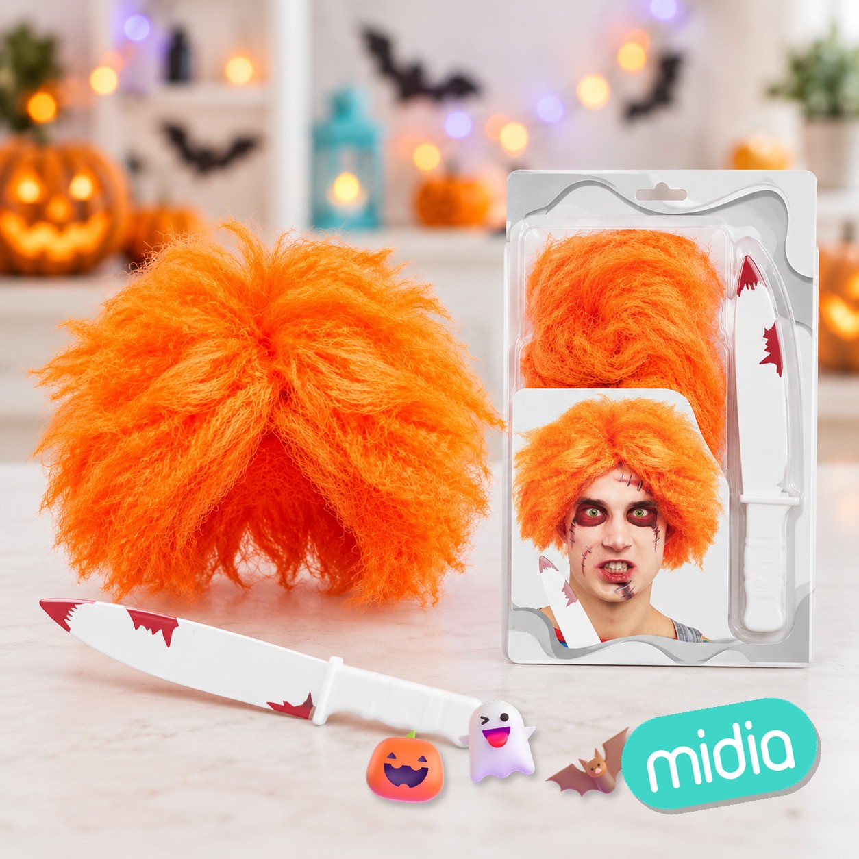 Peluca de payaso muñeco sadico