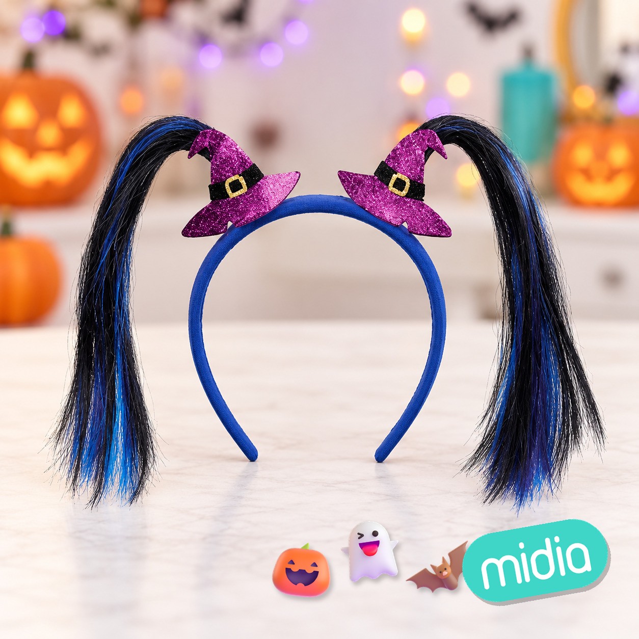 Diadema de bruja con coletas