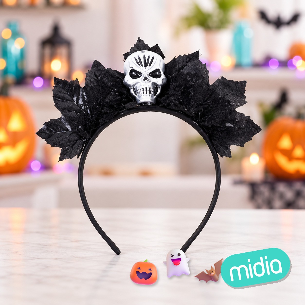 Diadema hoja con calavera