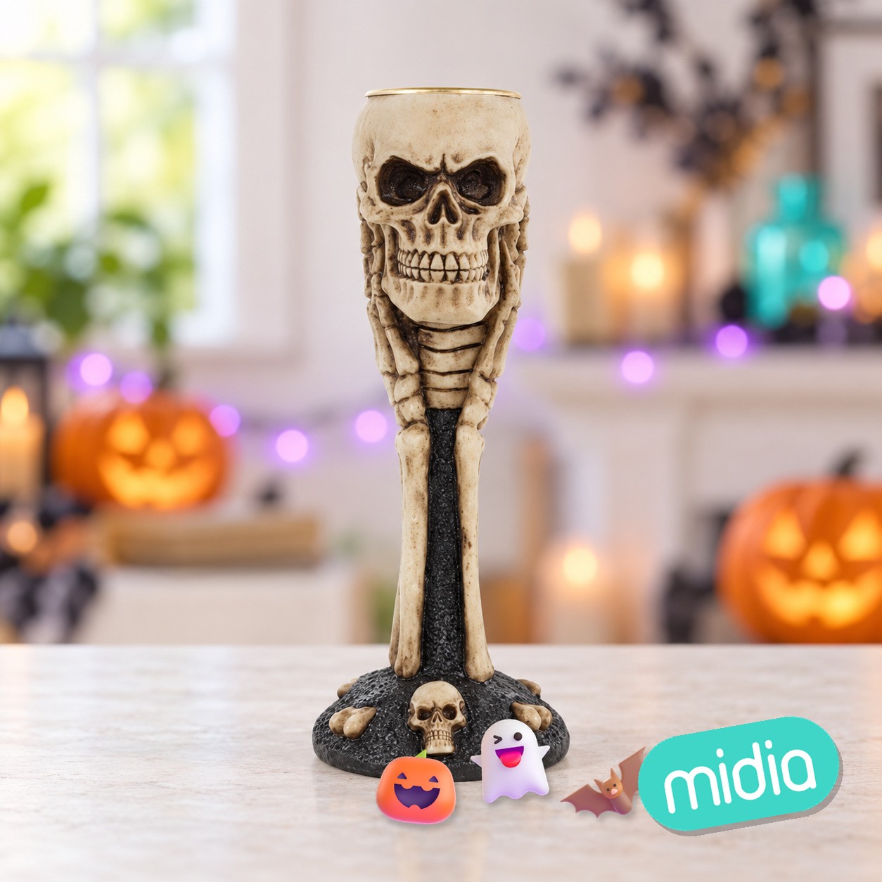 Portavelas de resina skull 5*5*12.5cm