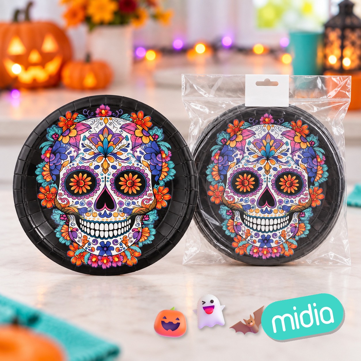 Plato 23cm dia de muertos ng 6pcs