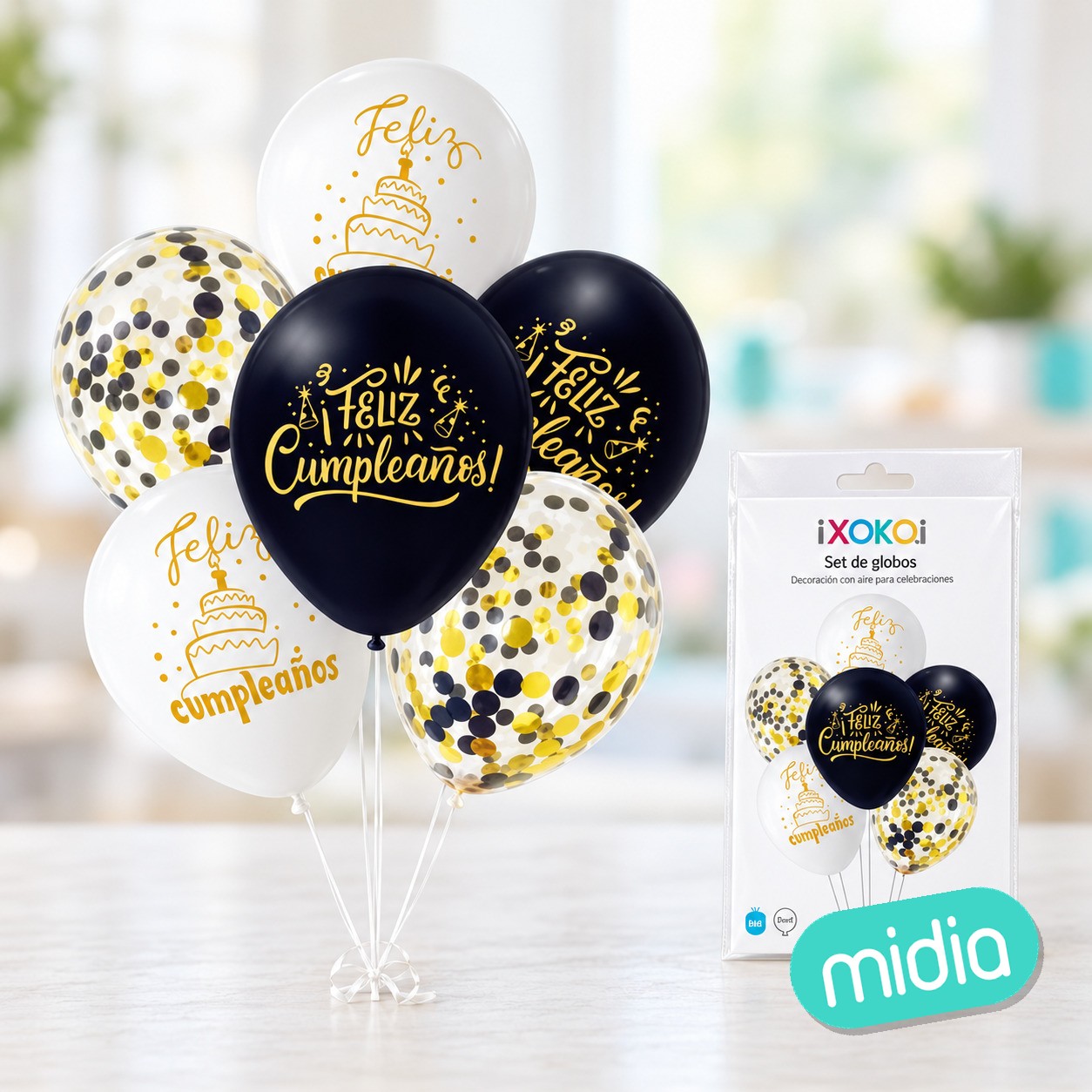 Globo latex print 12"/2.8g feliz cumple 6pc
