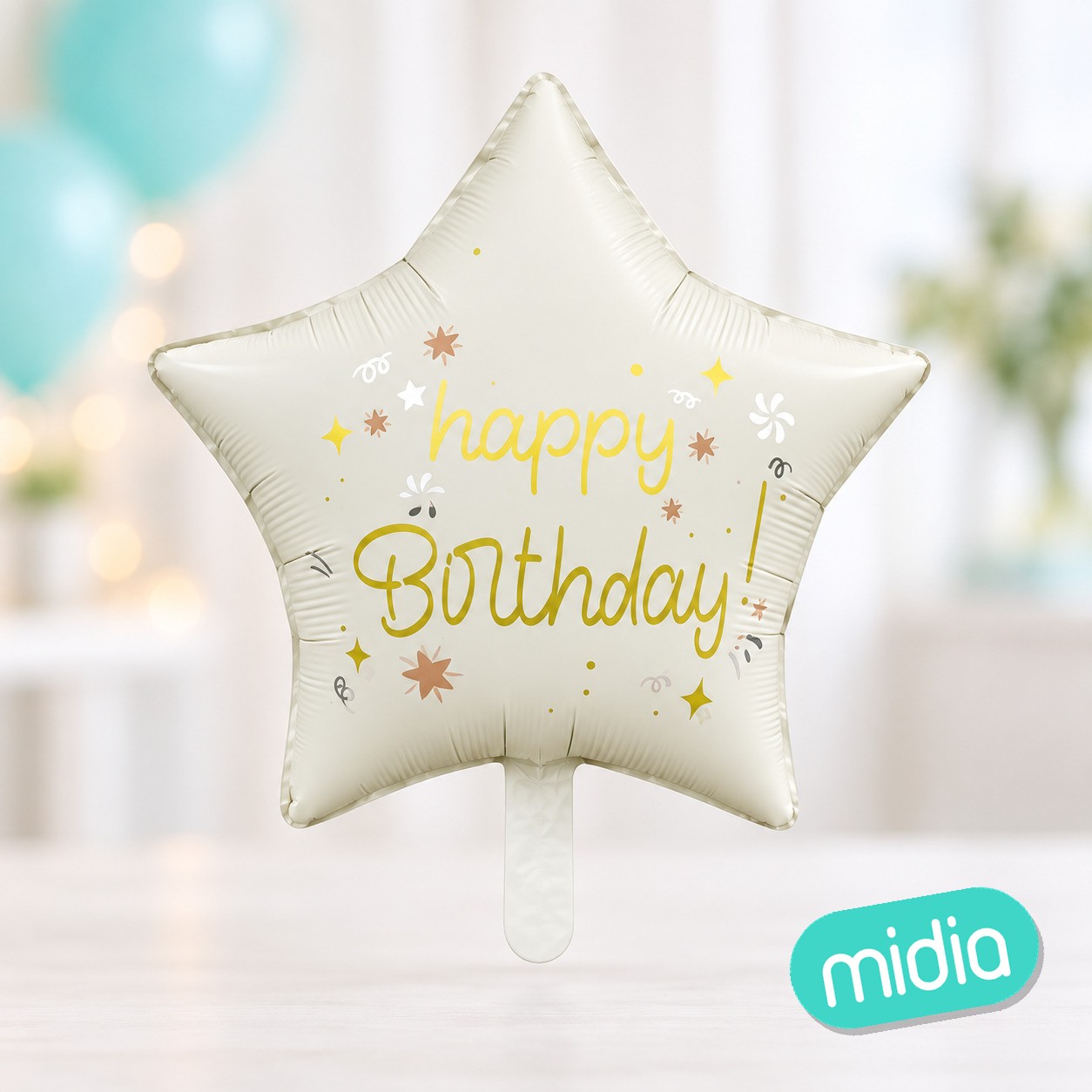Globo foil estrella happy bday blanco 47*47cm