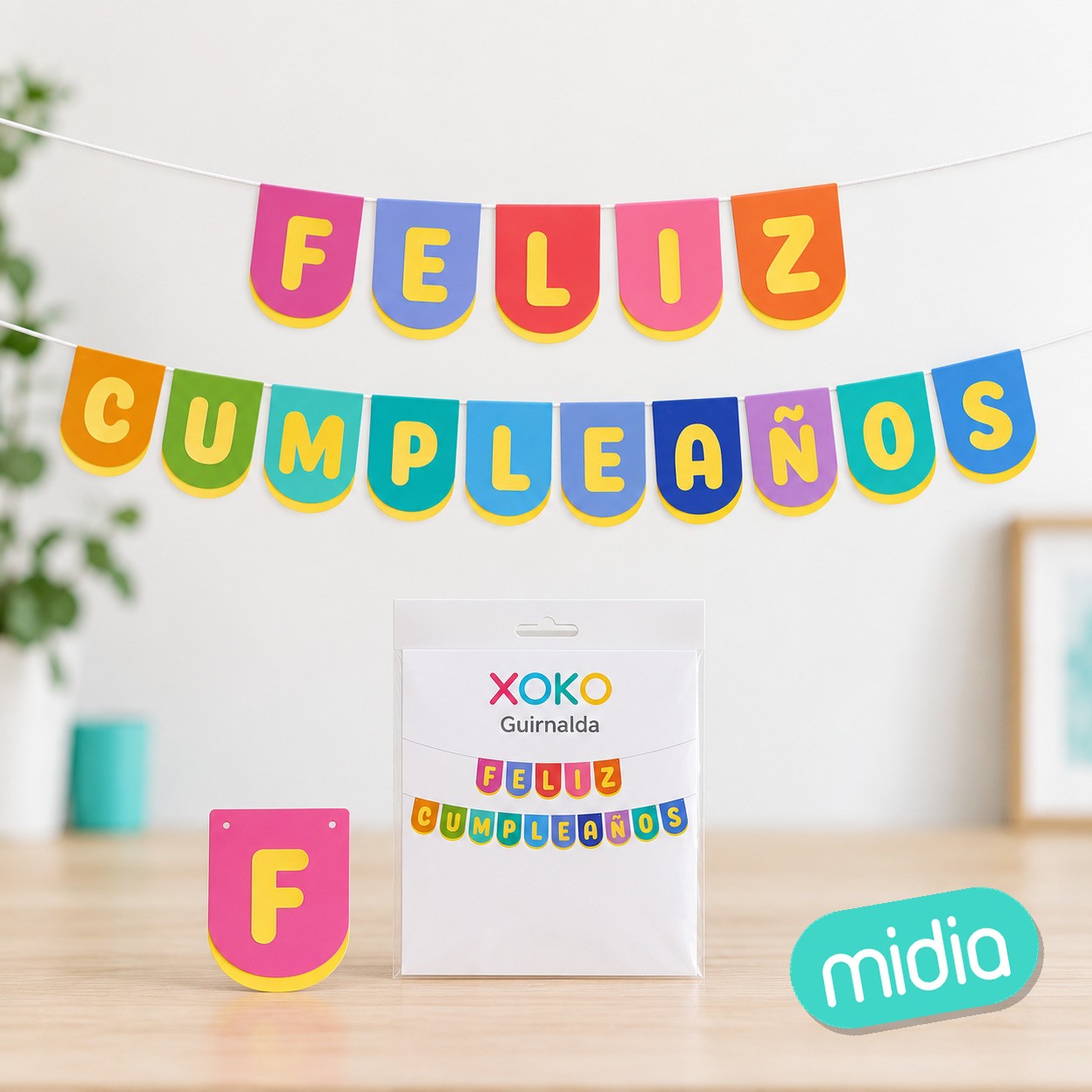 Banderines feliz cumpleanos multicolor 3m