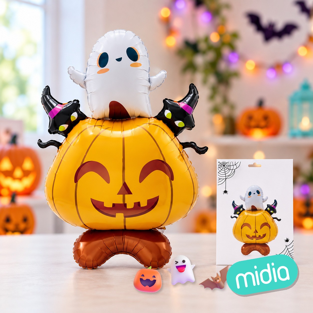Globo foil stand calabaza y fantasma 69*98cm