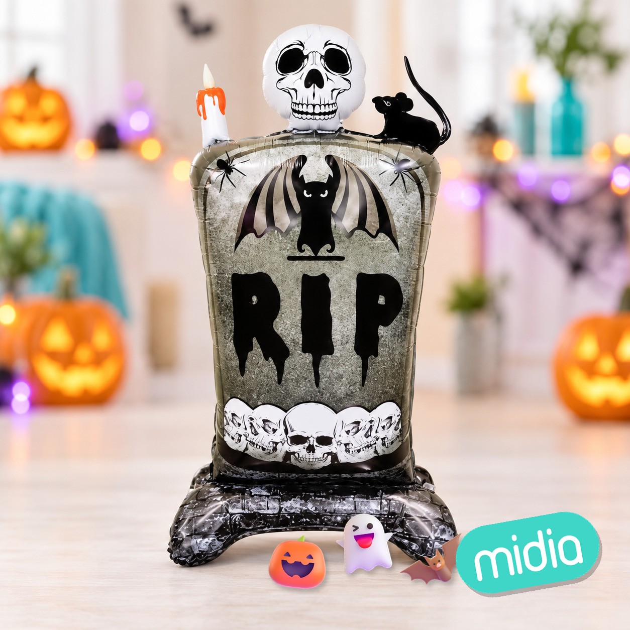 Globo foil stand lapida con calavera 70*140cm