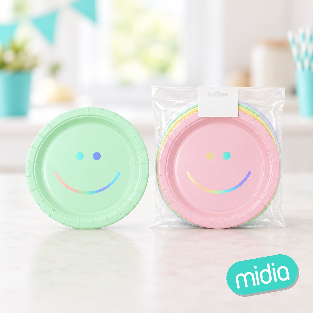Plato 23cm pastel smiley surtido 6pcs