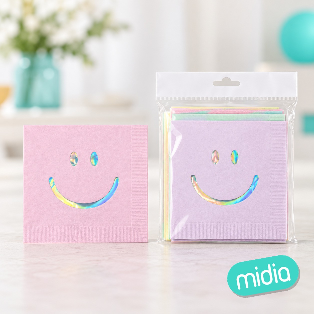 Servilleta pastel smiley surtido 12pcs