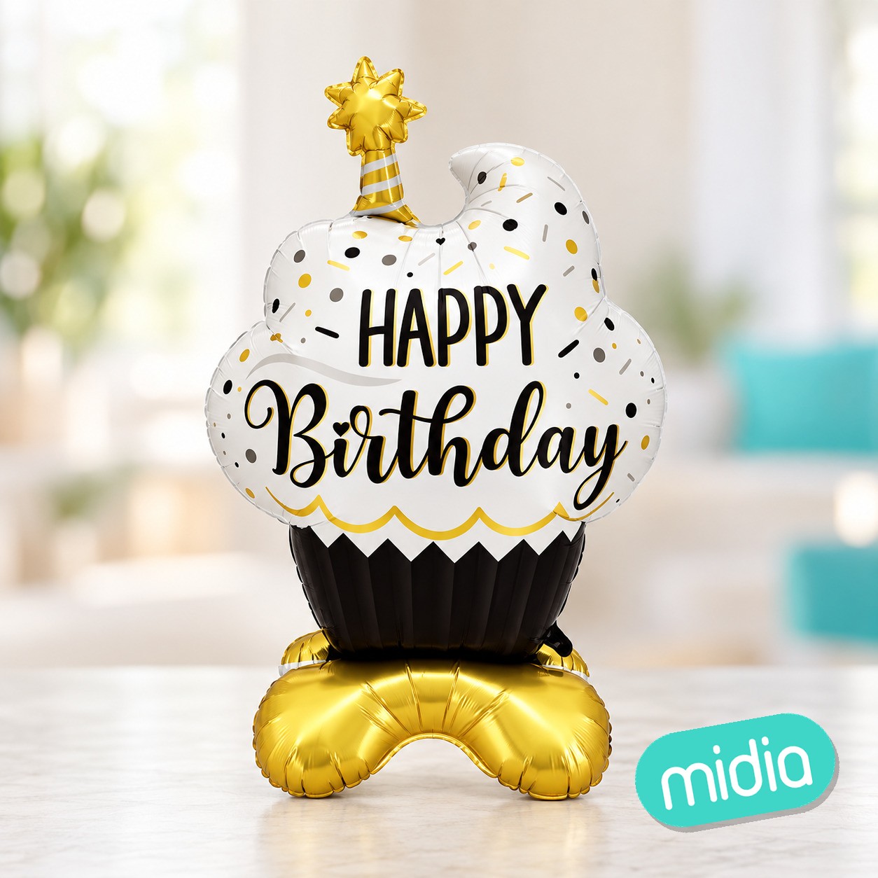 Globo foil cupcake oro negro mate 69*100