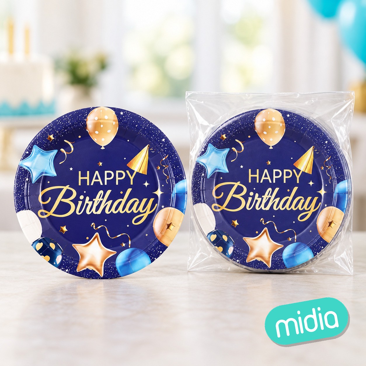 Plato 18cm happy bday globo 6pcs