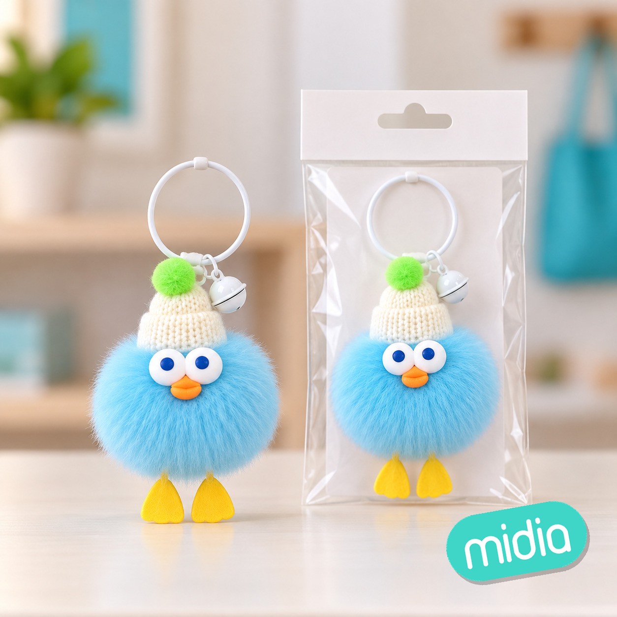 Llavero pompones pato 11cm surtido