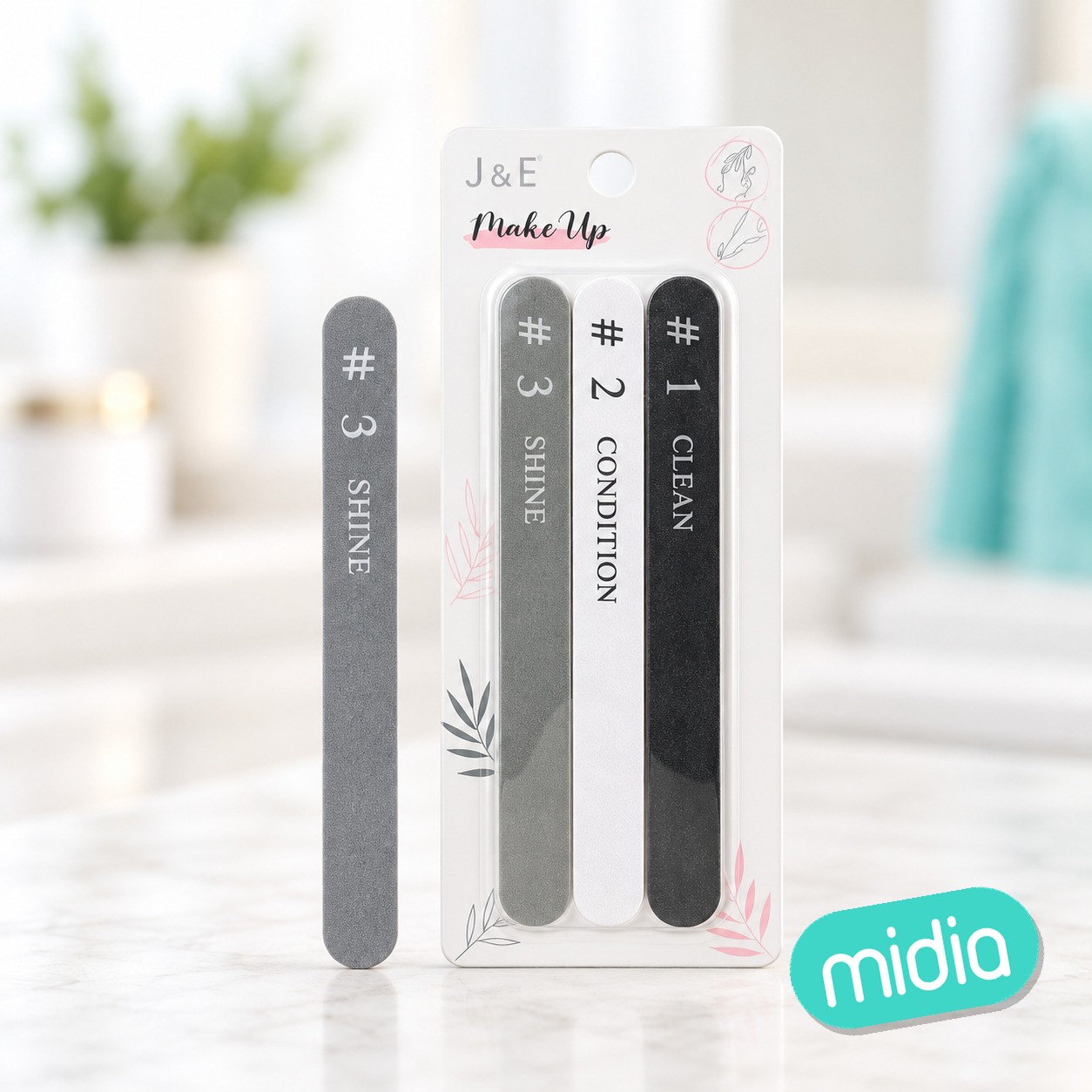 Set de lima de uñas negro blanco gris