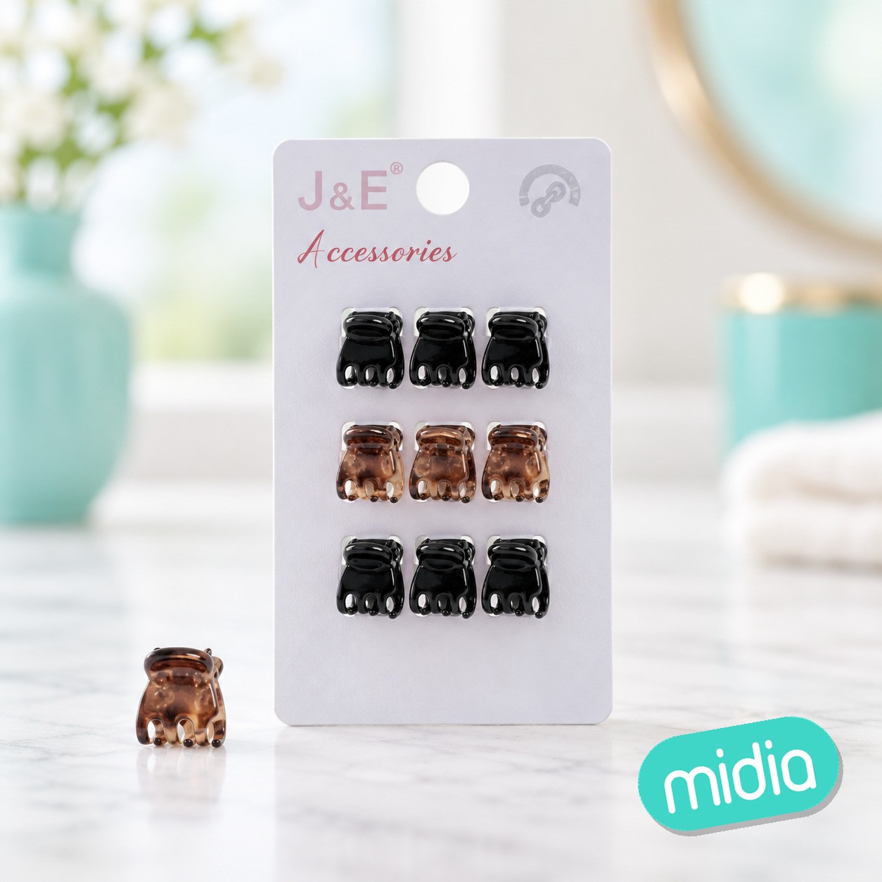 Mini pinza acrilica/mixto 1cm 9pcs