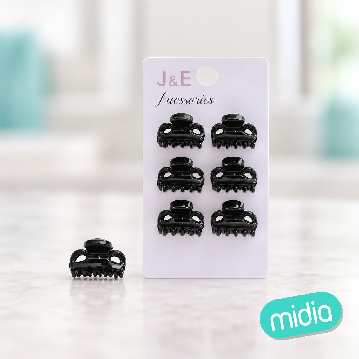 Mini pinza acrilica/negro 2.5cm 6pcs