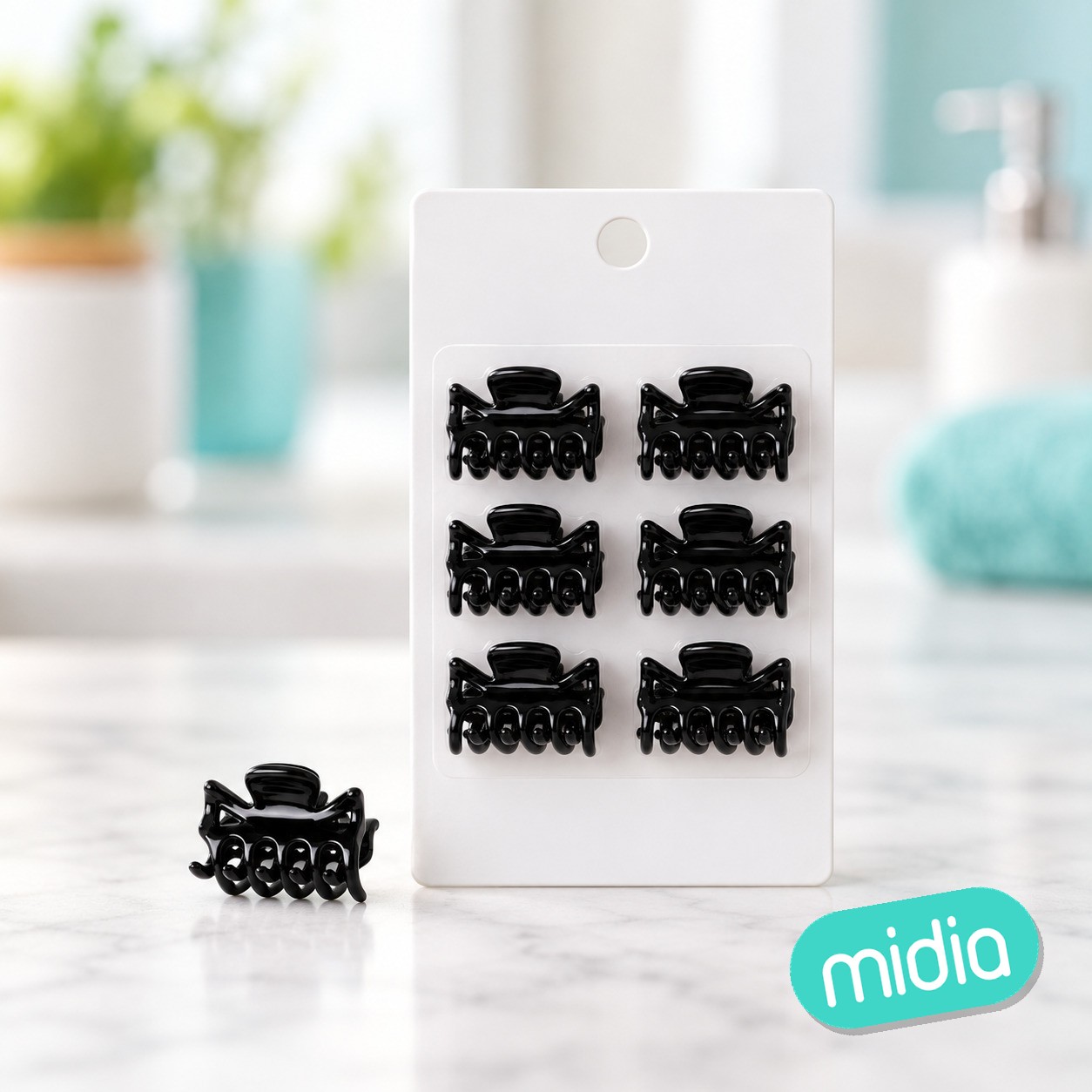 Mini pinza acrilica/negro 2.5cm 6pcs