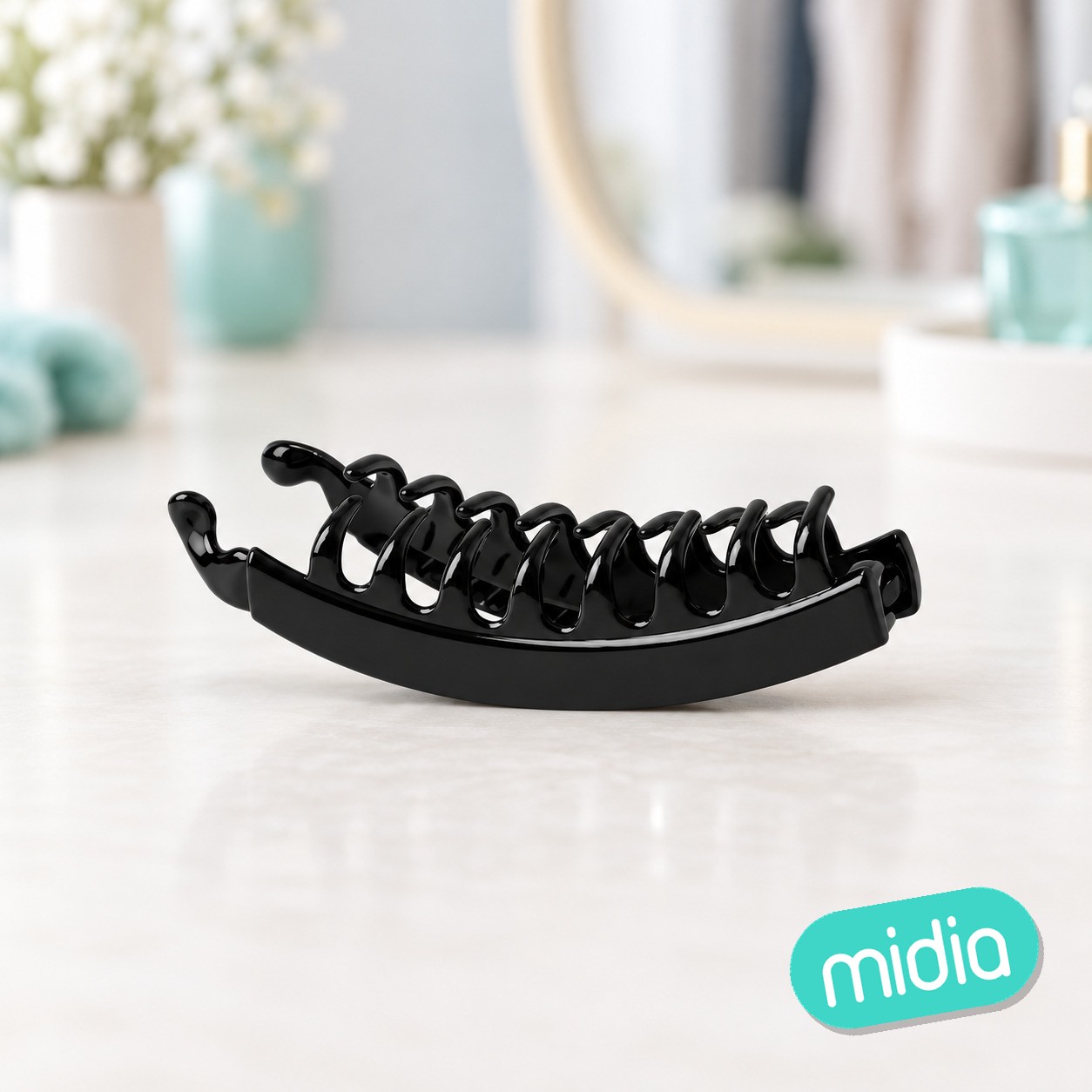 13cm pinza banana de pelo en color negro