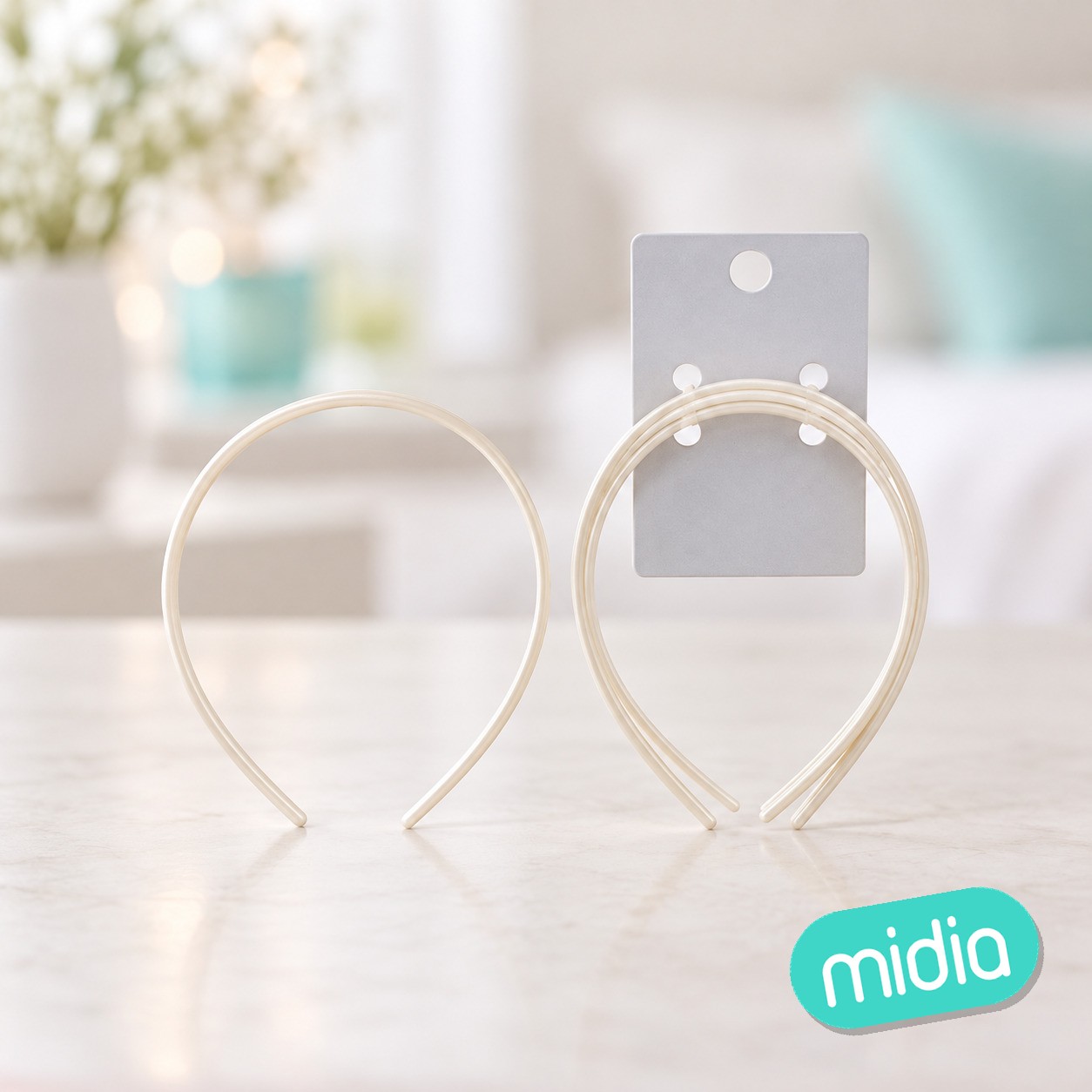 0.5cm diadema clásica en blanco