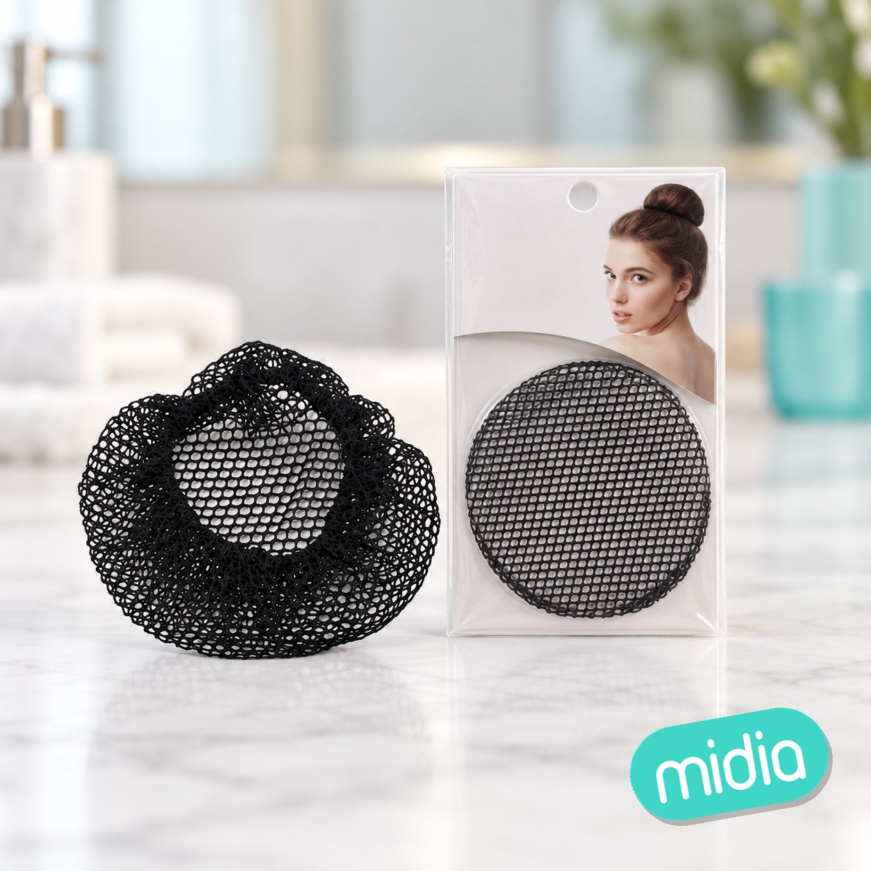 Malla media negra para cabello 1pc