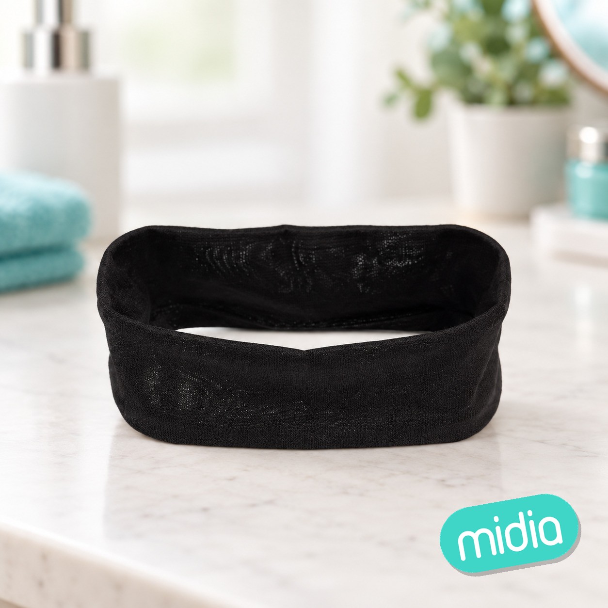 Turbante de pelo/negro 6cm
