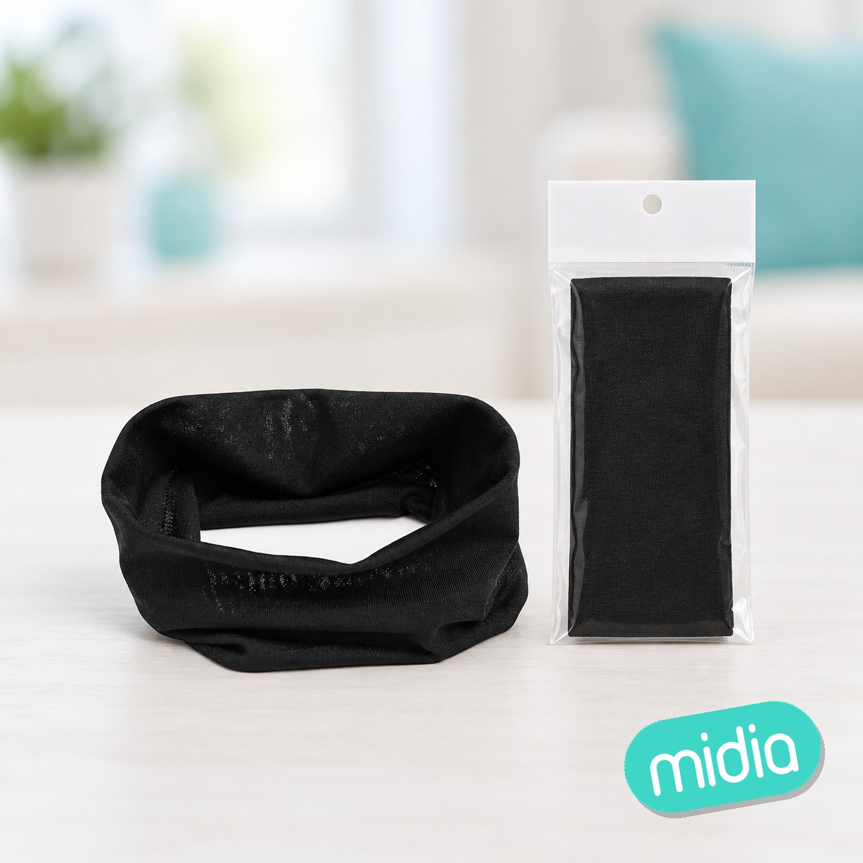 Turbante de pelo/negro 8cm