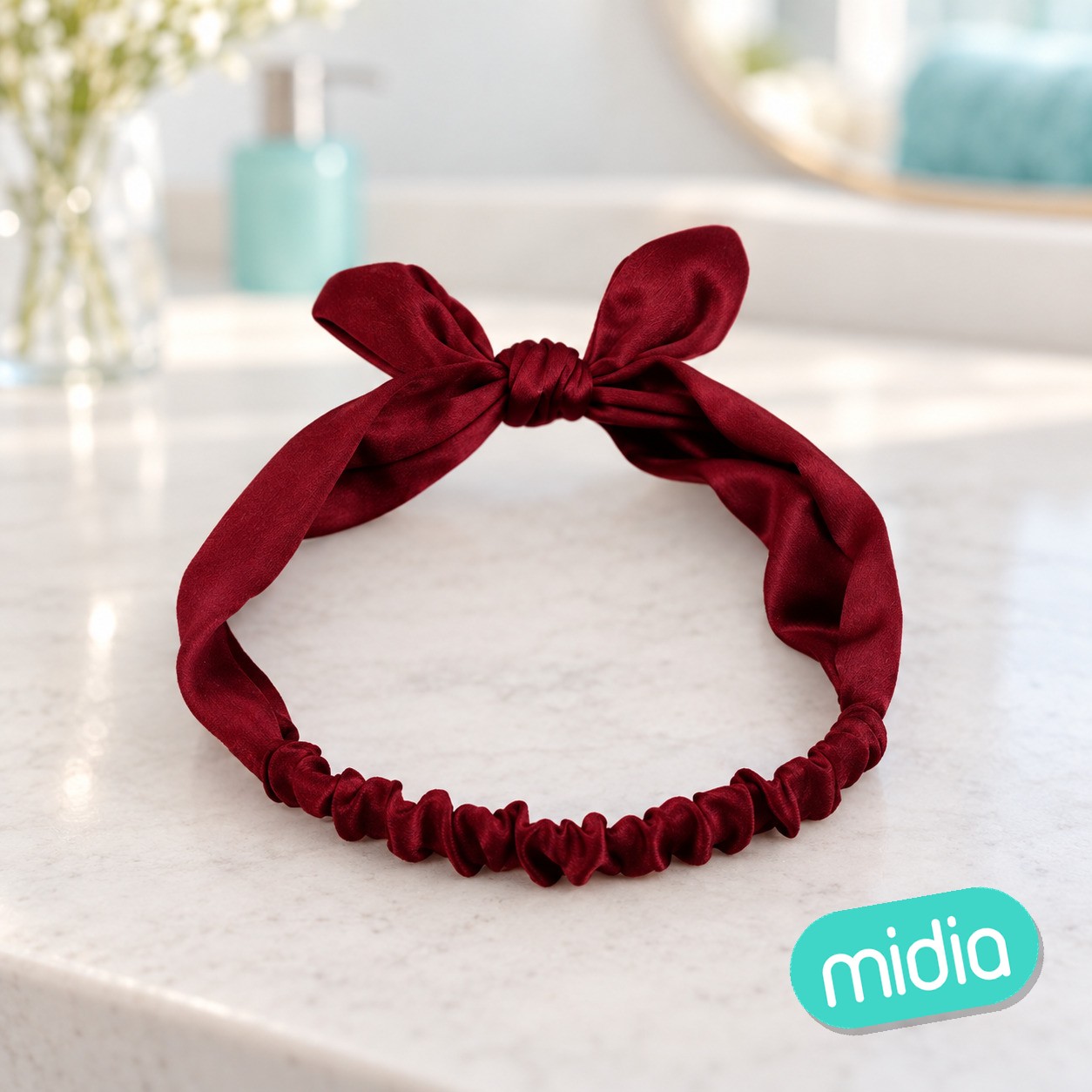 Turbante rojo terciopelo anudado