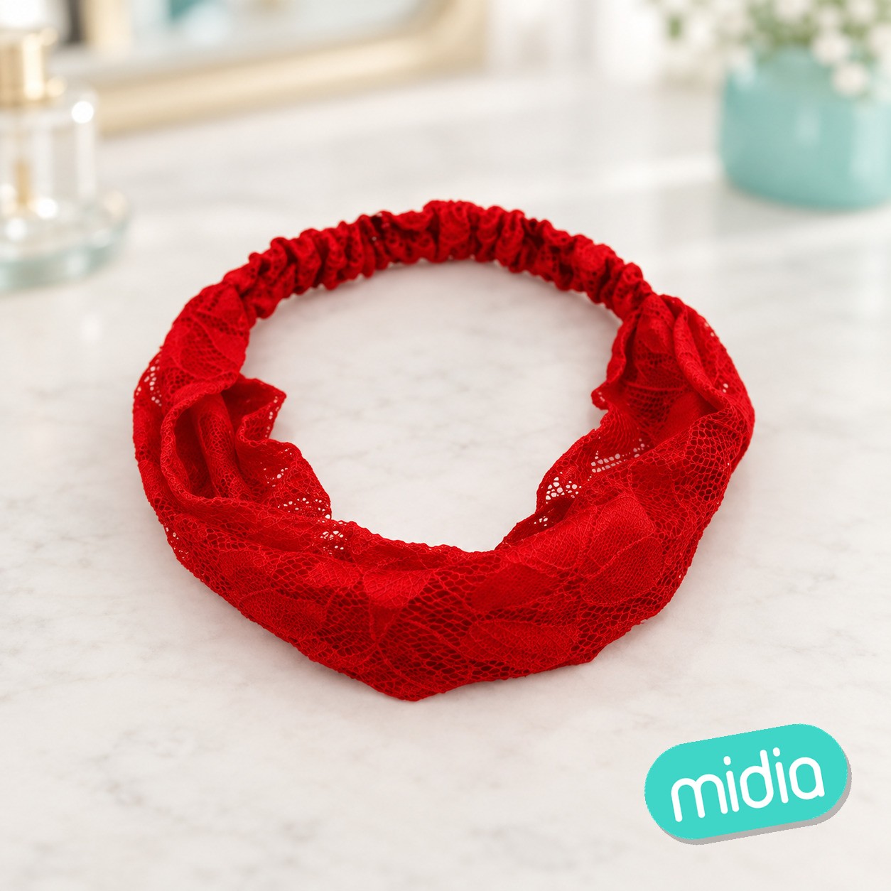 Turbante rojo encajes