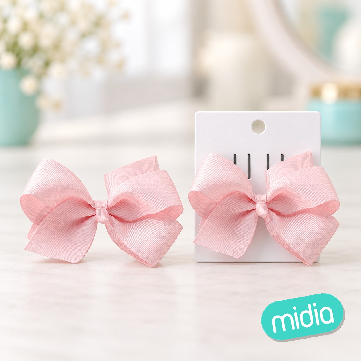 Pinza con lazo ±11*6.5cm rosa