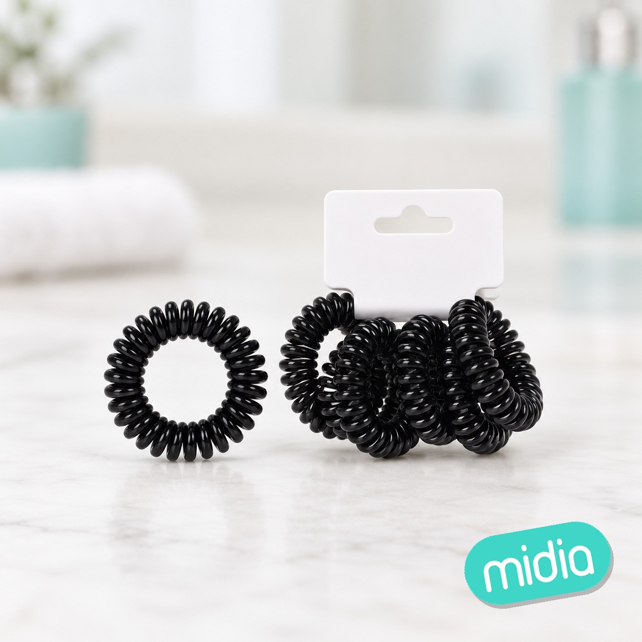 3.5cm goma espiral negro brillo