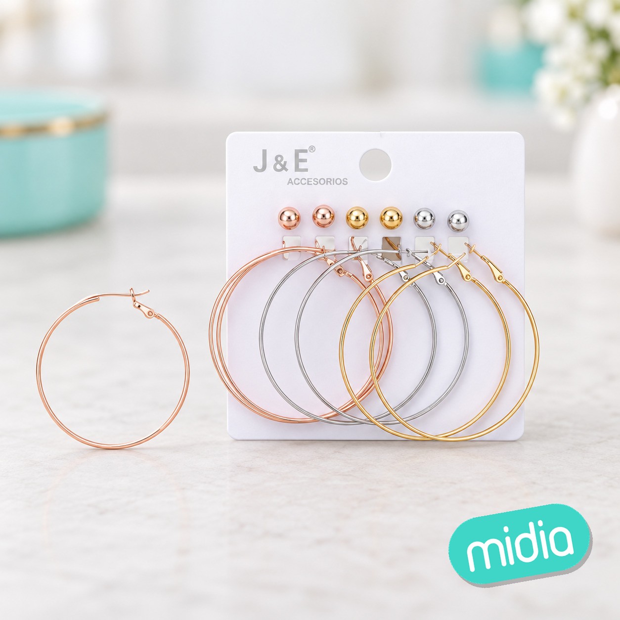 60cm set de pendientes de aros