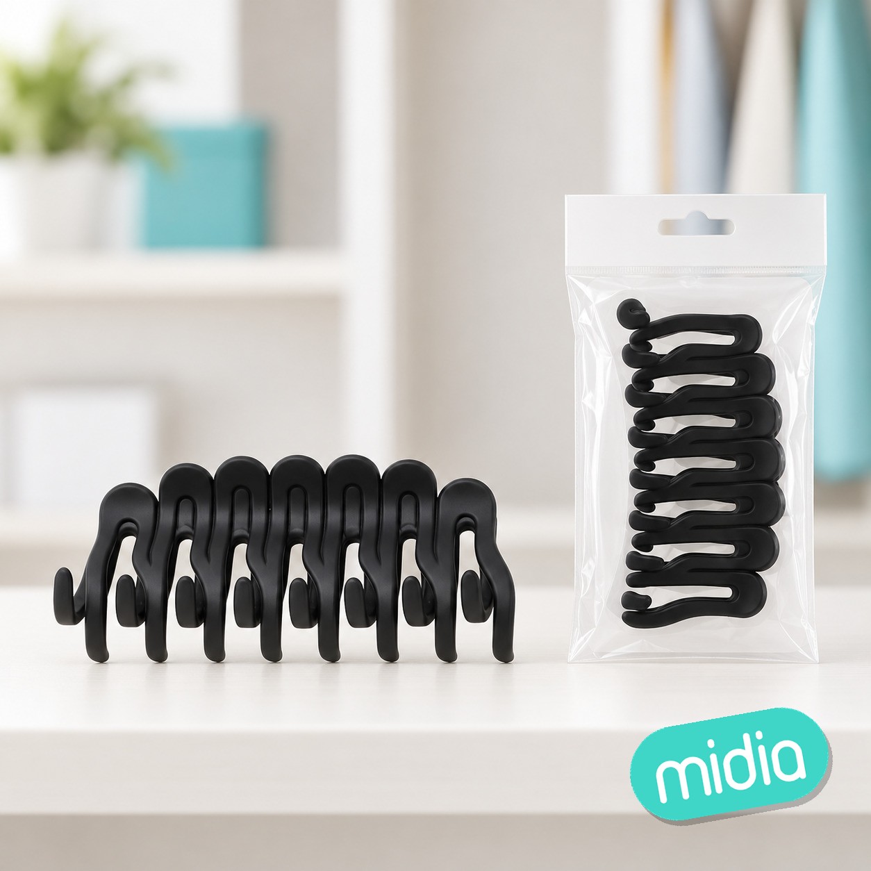 Pinza de pelo irrompible/negro 12cm