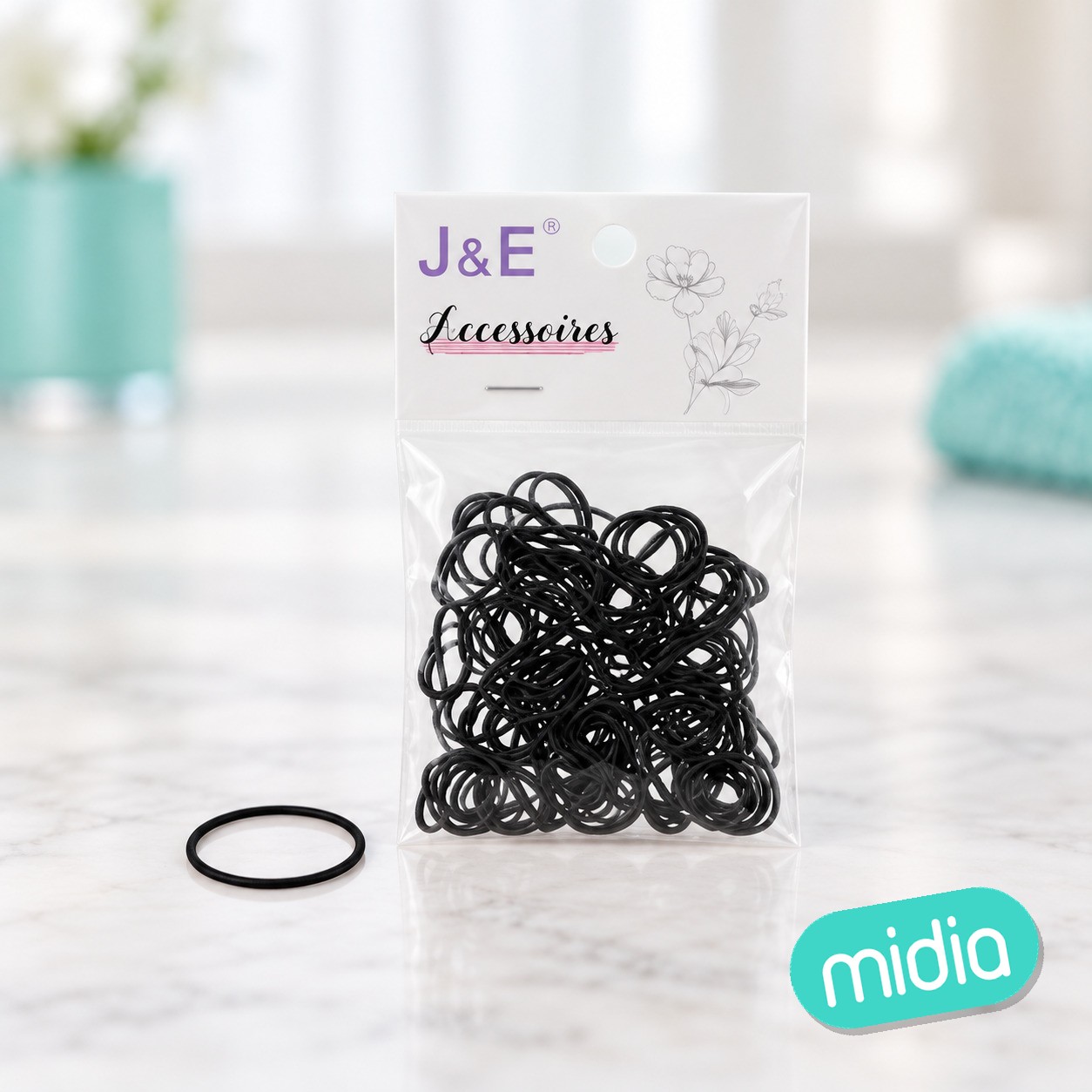1.5cm goma altamente elastica ±100pcs negro