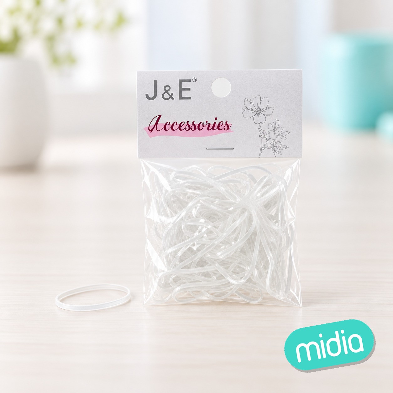3.5~4cm goma altamente elastica ±60pcs blanco