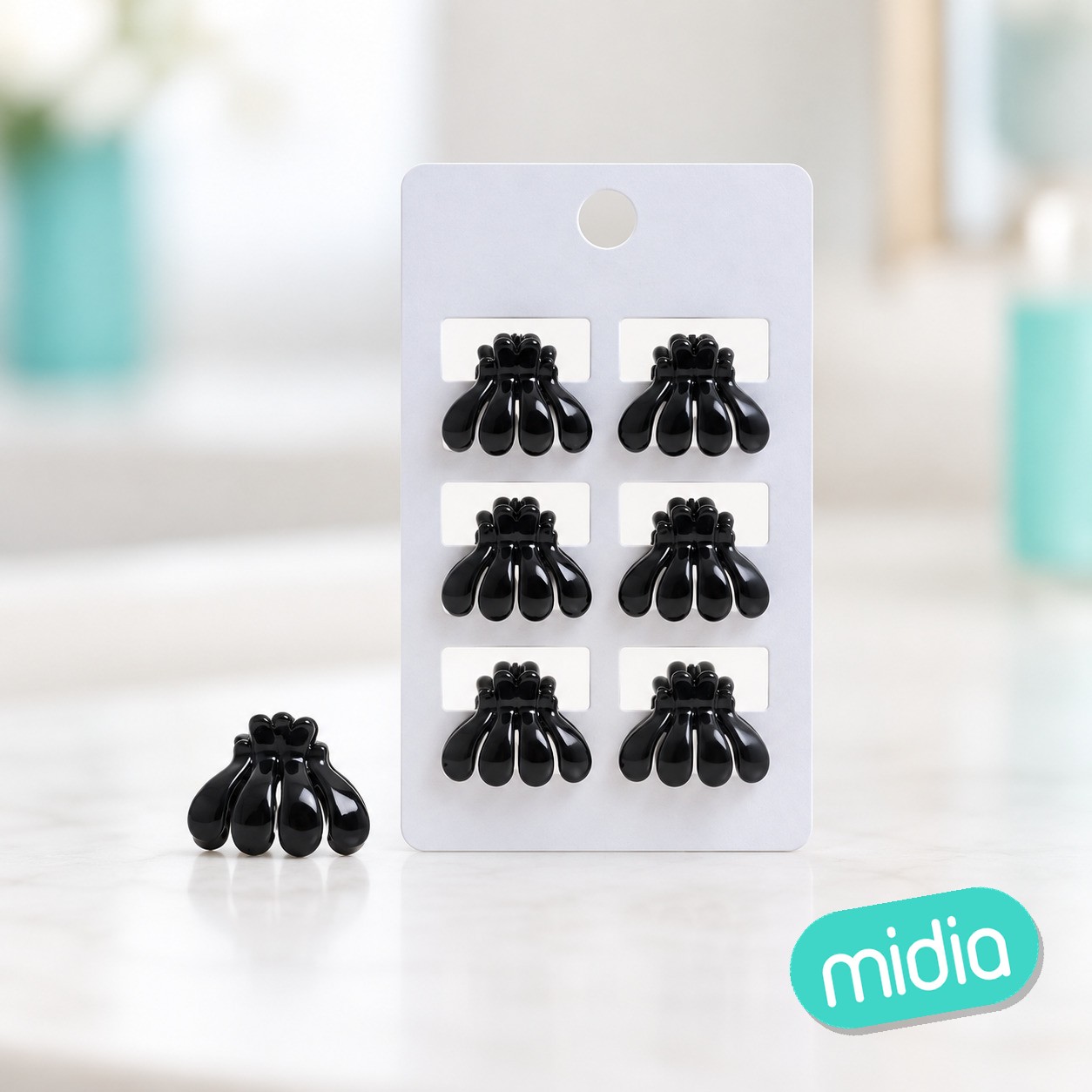 Mini pinza negra flor 6pcs 2.5cm