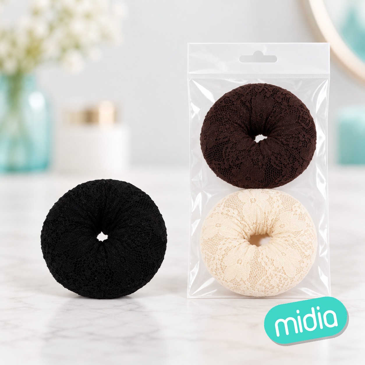 Donut pelo moño estilo encaje 10cm