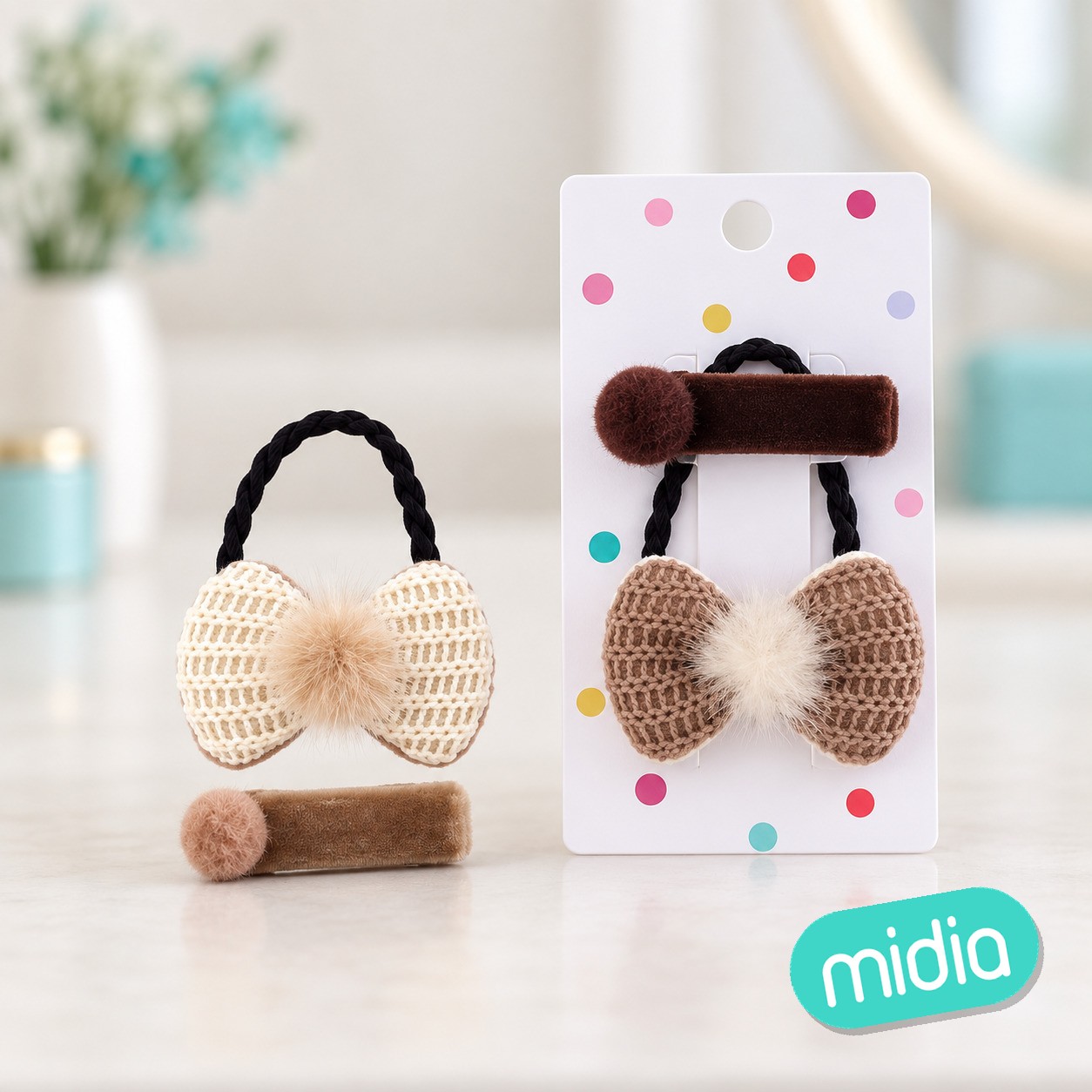 Set de coleteros y pinza de pelo