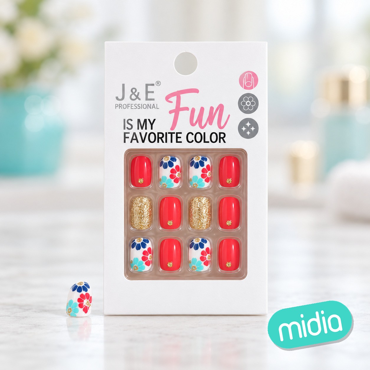 Unas postizas flores 12pcs