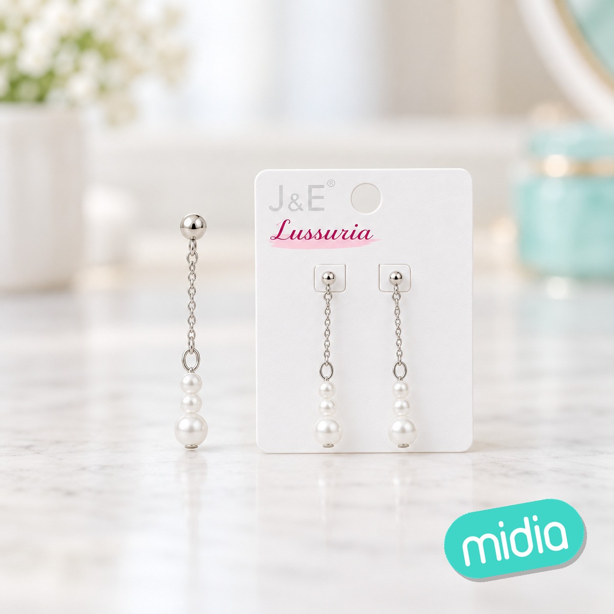 Pendientes perlas oro blanco