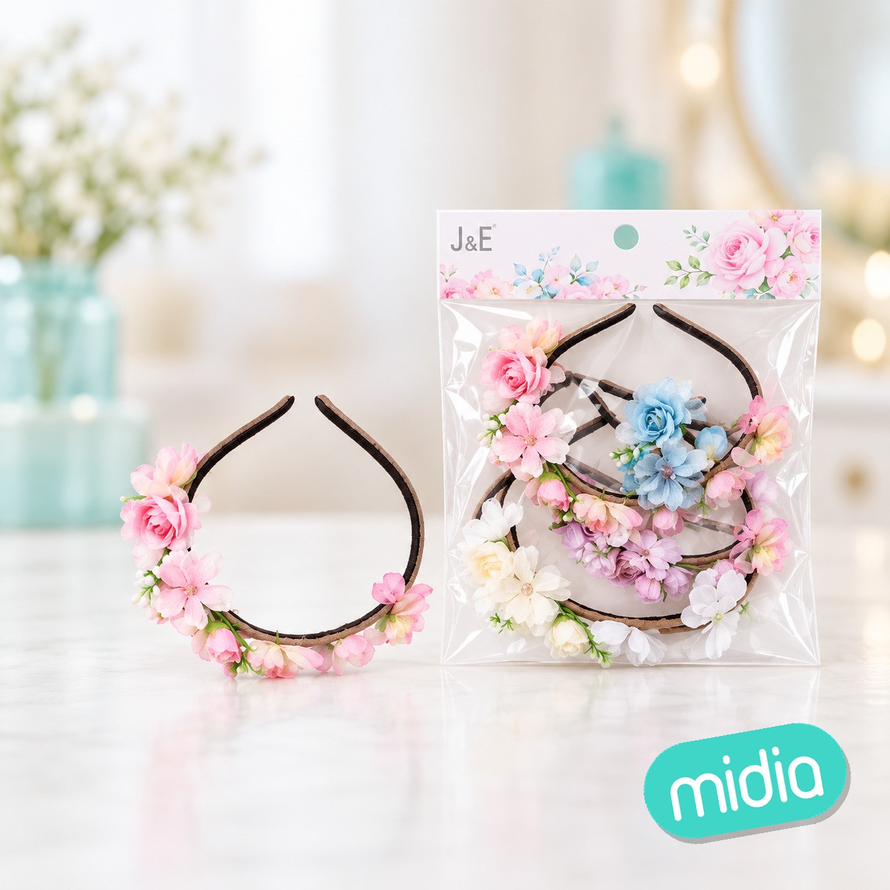 Diadema de flores colores