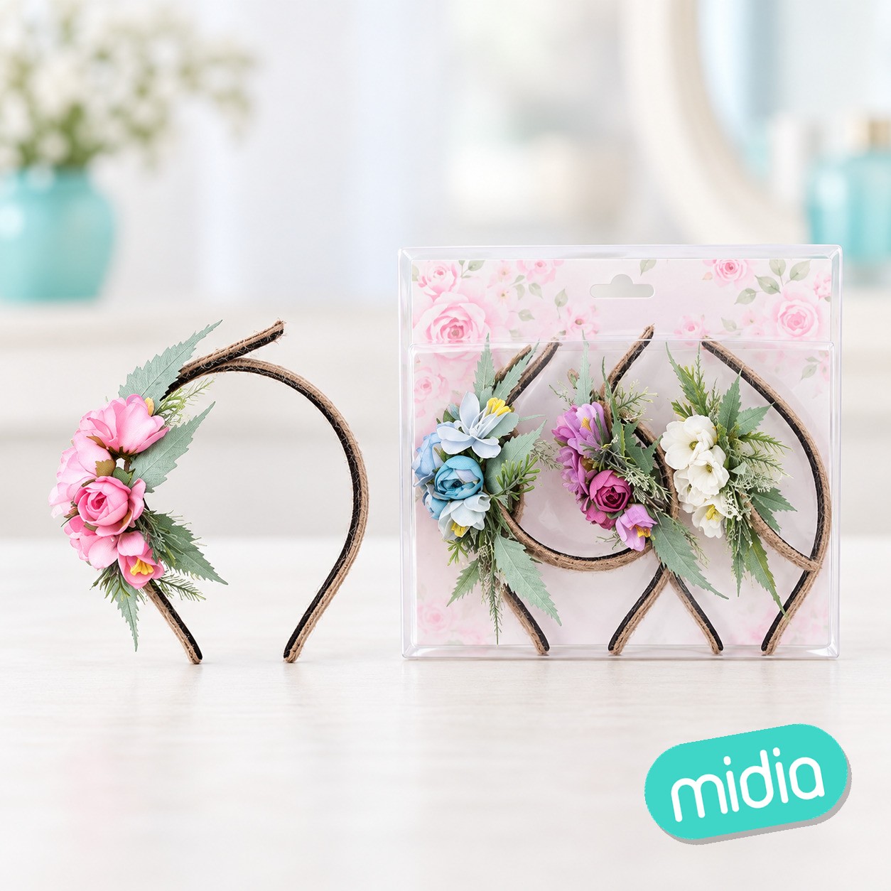 Diadema de flores colores