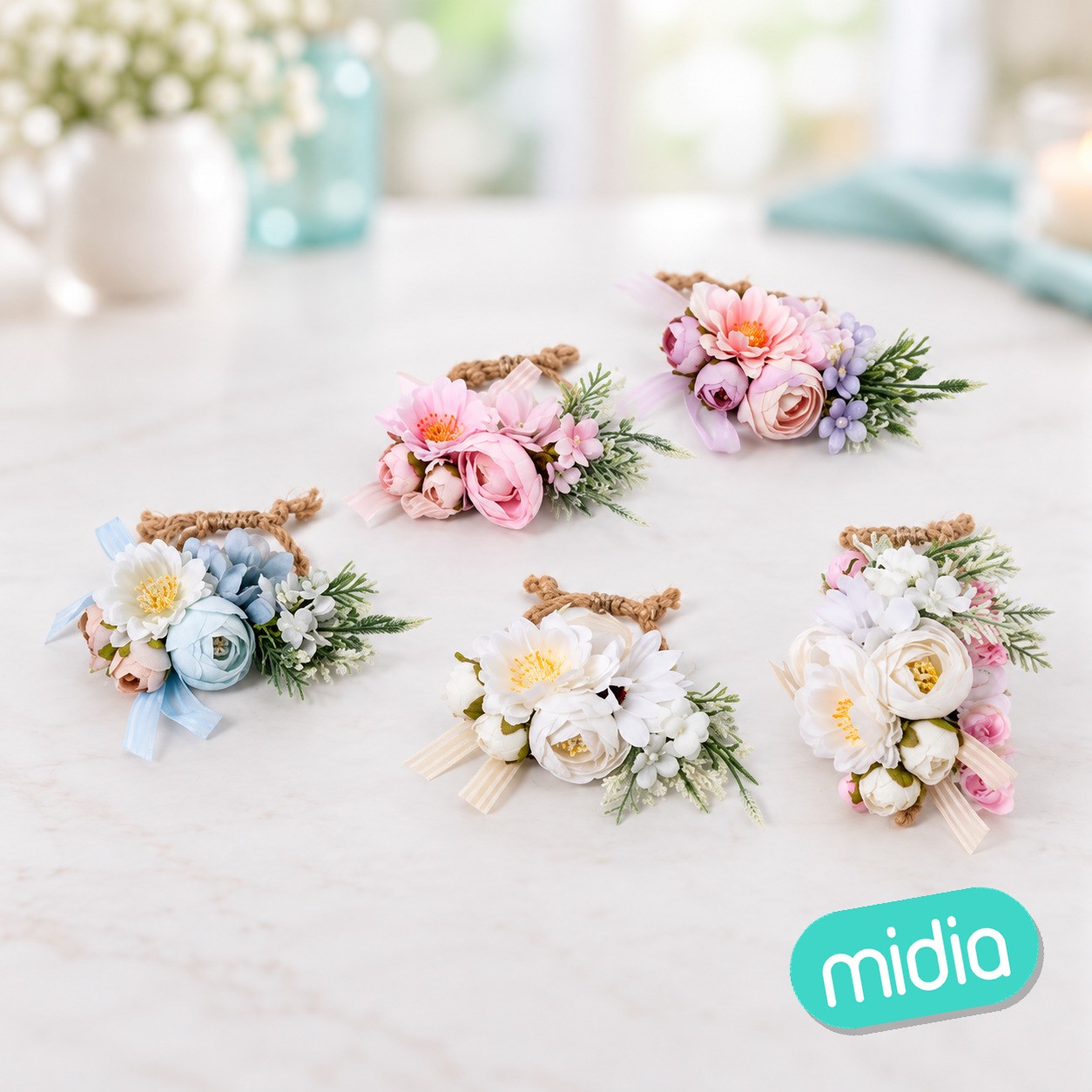 Pulseras de flores colores