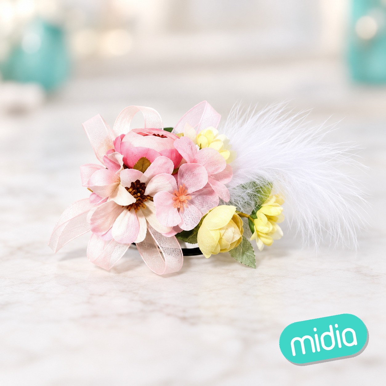 Broche pinza coletero de flores multiuso