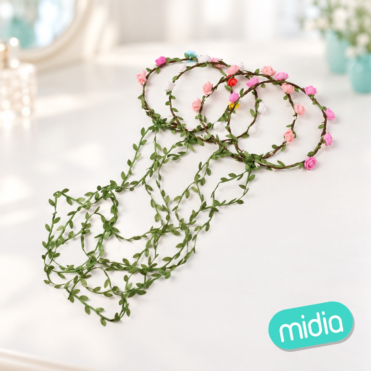 67cm diadema con slores postizas