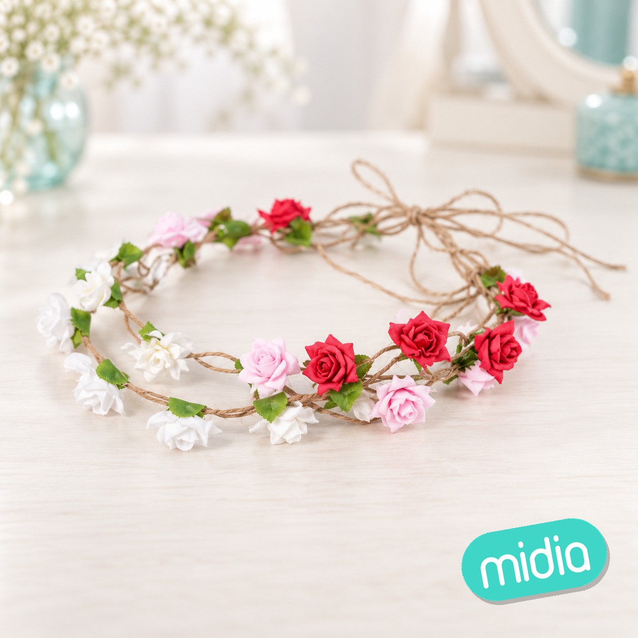 Diadema con flores postizas