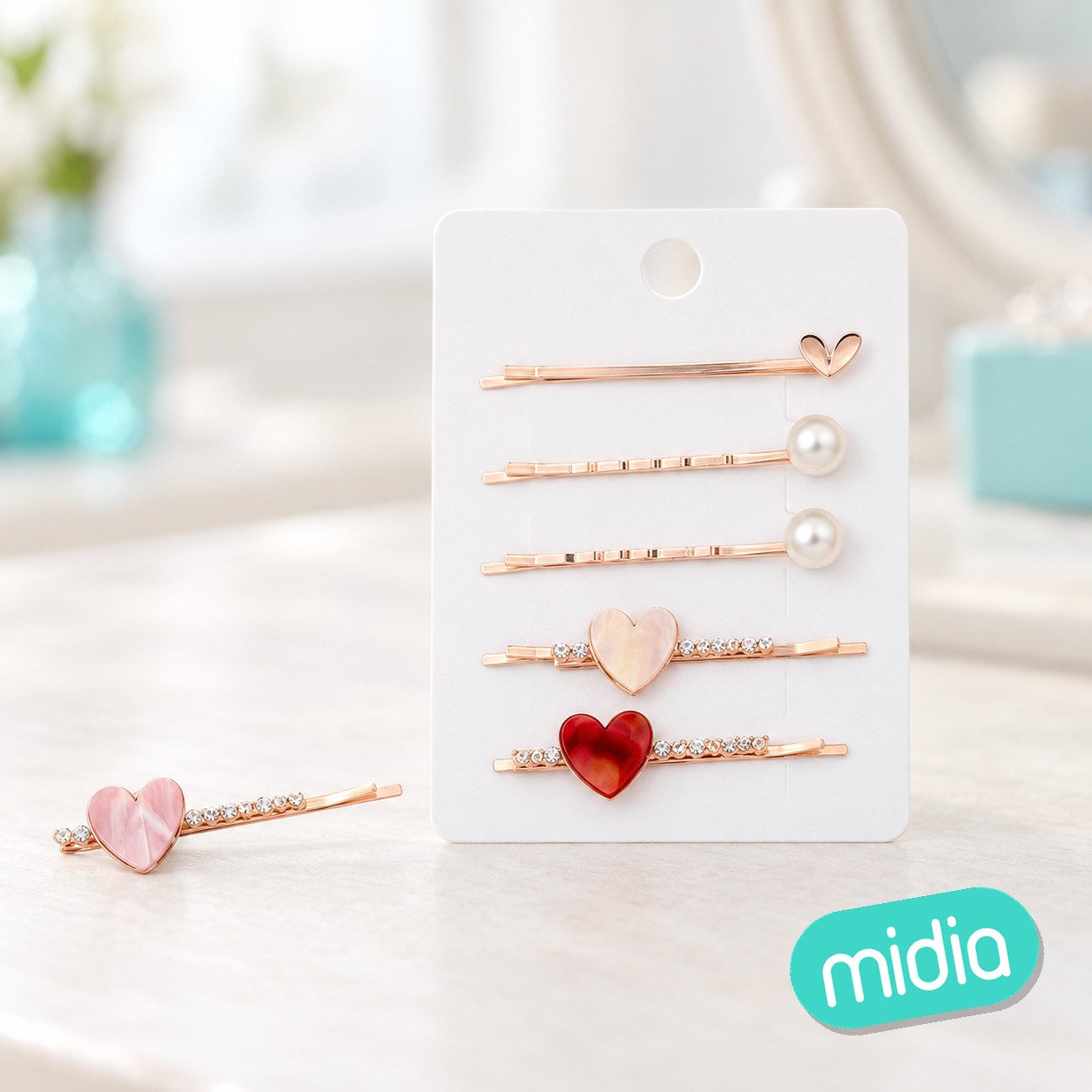 Set pinza de pelo corazon 3pcs