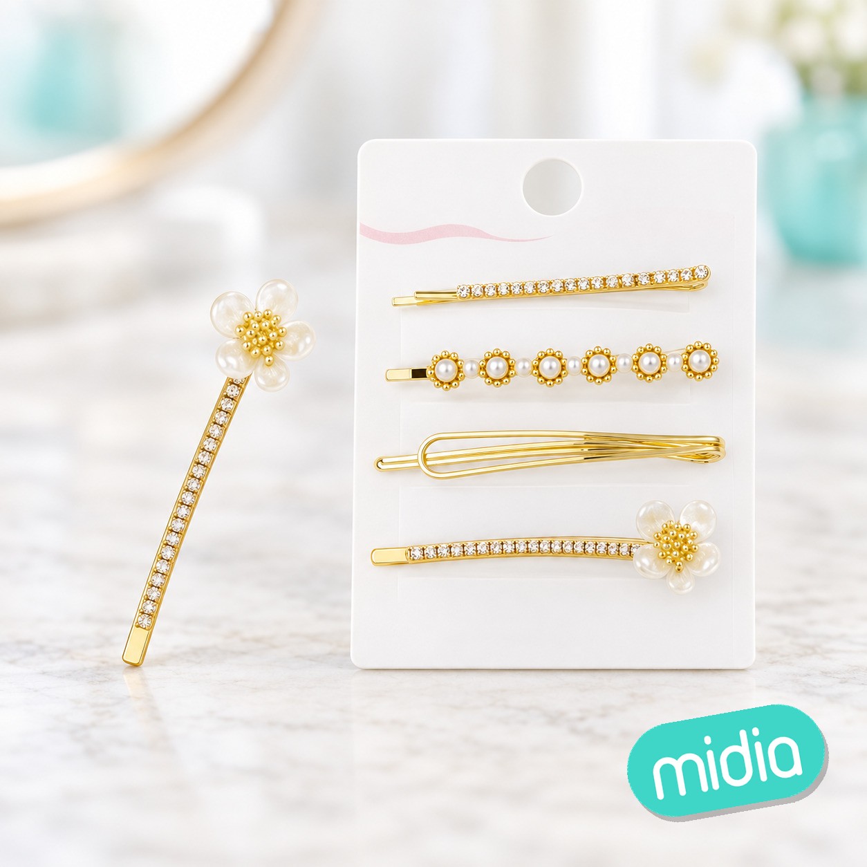 Set pinza de pelo con perlas 4pcs