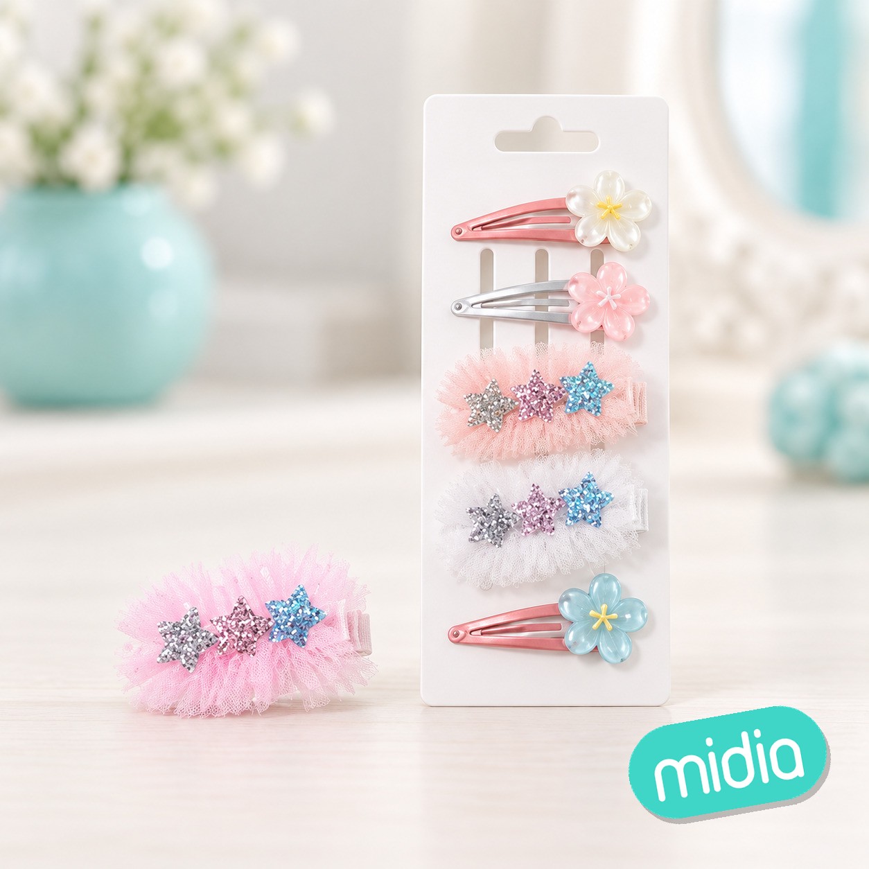 Pinza de pelo con flor 2pcs