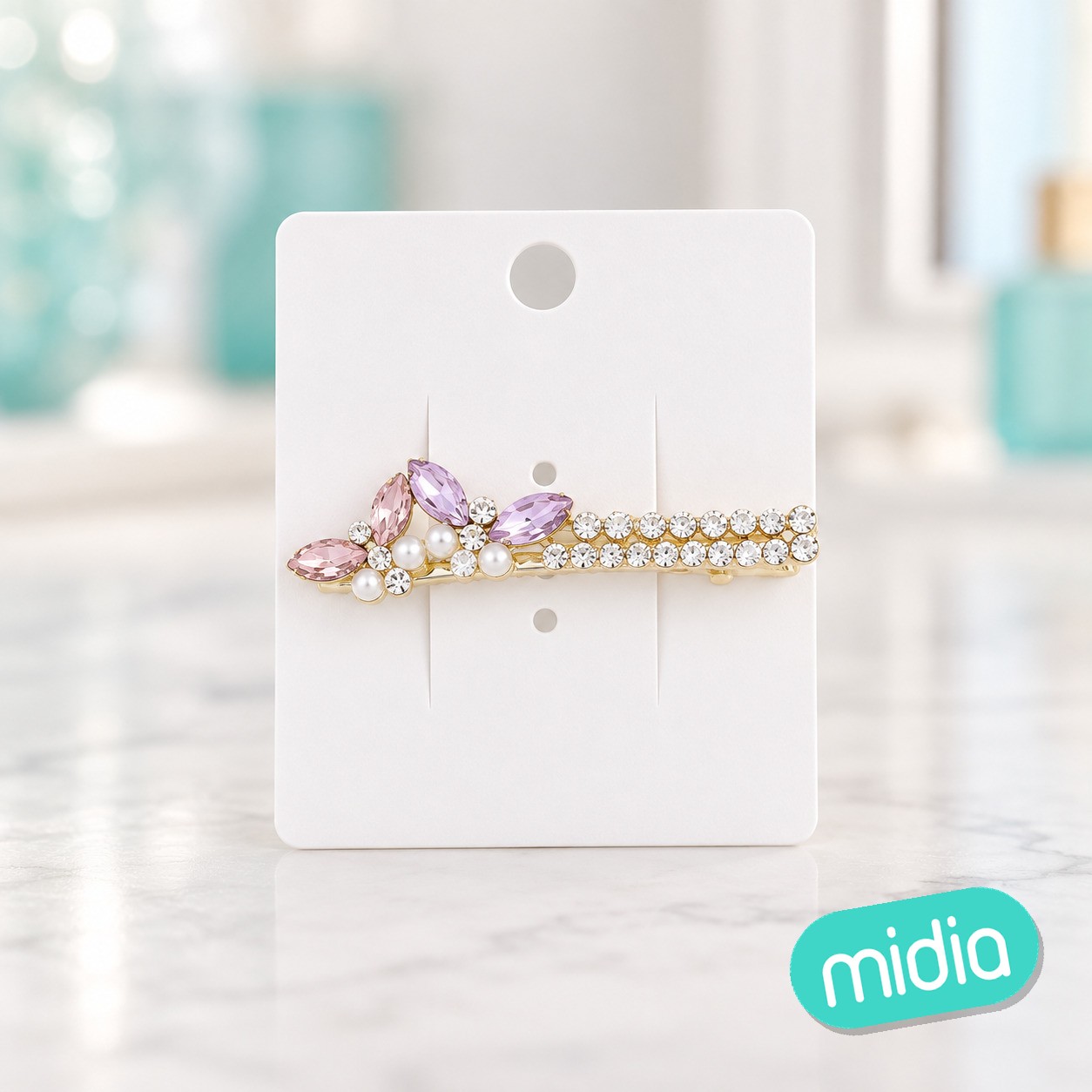 6.5cm pinza de pelo mariposa cristal