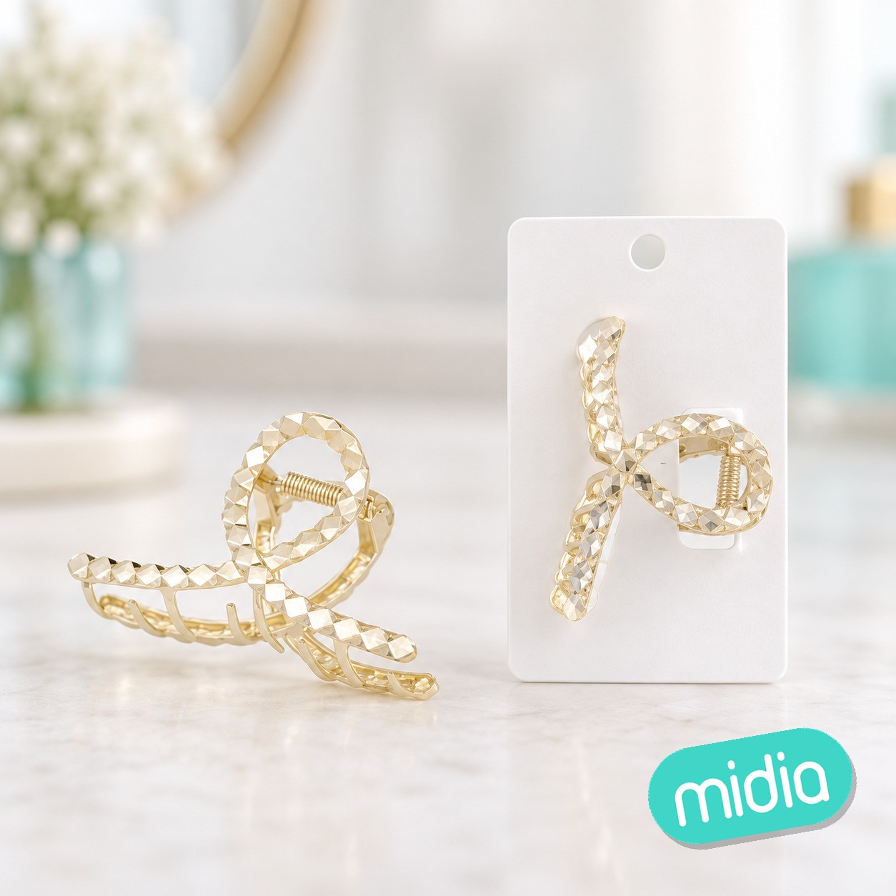 8cm pinza de pelo oro plata